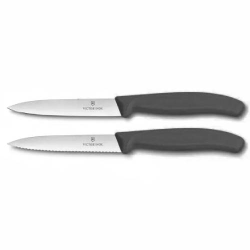 Victorinox Swiss Classic Paring Knife Straight & Wavy Set Black – Kloppers