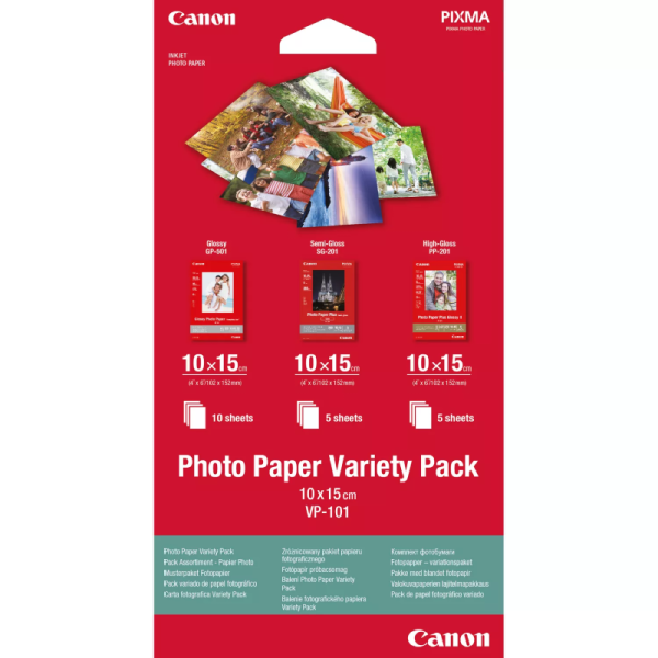 Canon VP-101 Photo Paper Variety Pack 10x15 20 Sheets - Box of 75